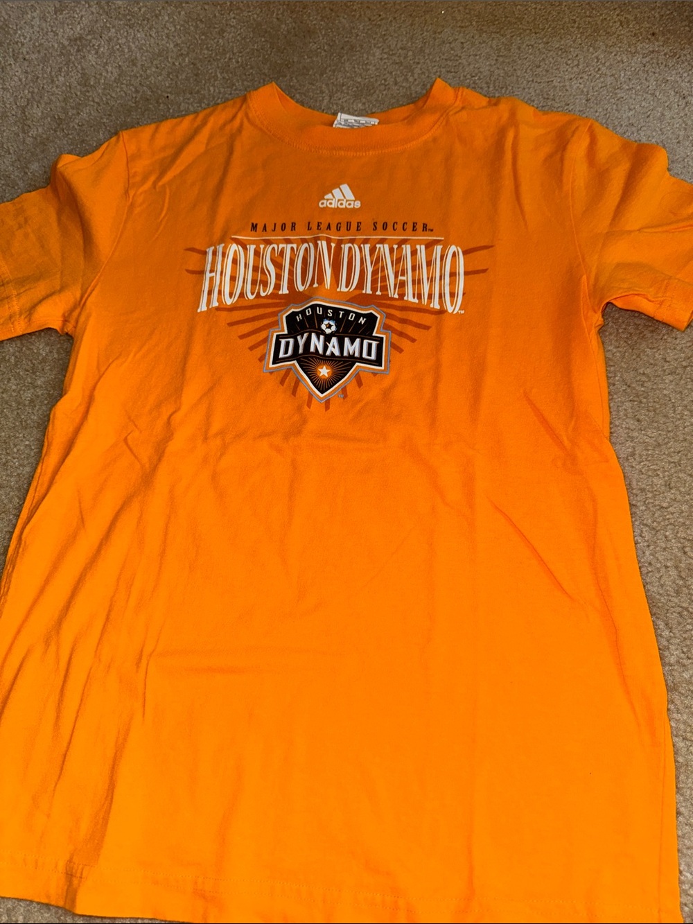 ADIDAS - Houston Dynamo Bright Orange Soccer Tee - Size L 14/16